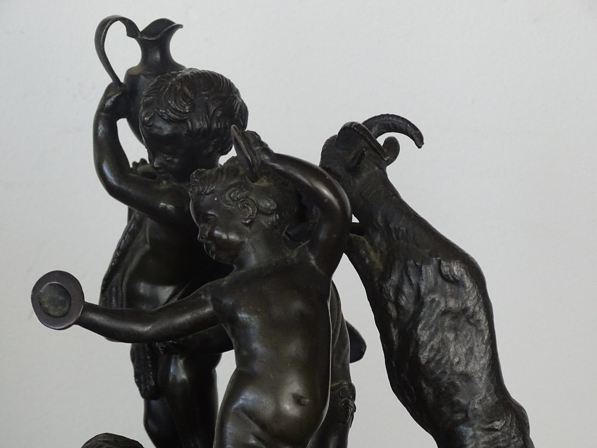 Clodion - Bacchanale d'enfants - Bronze à Patine Brune - Fin XIXème-photo-1