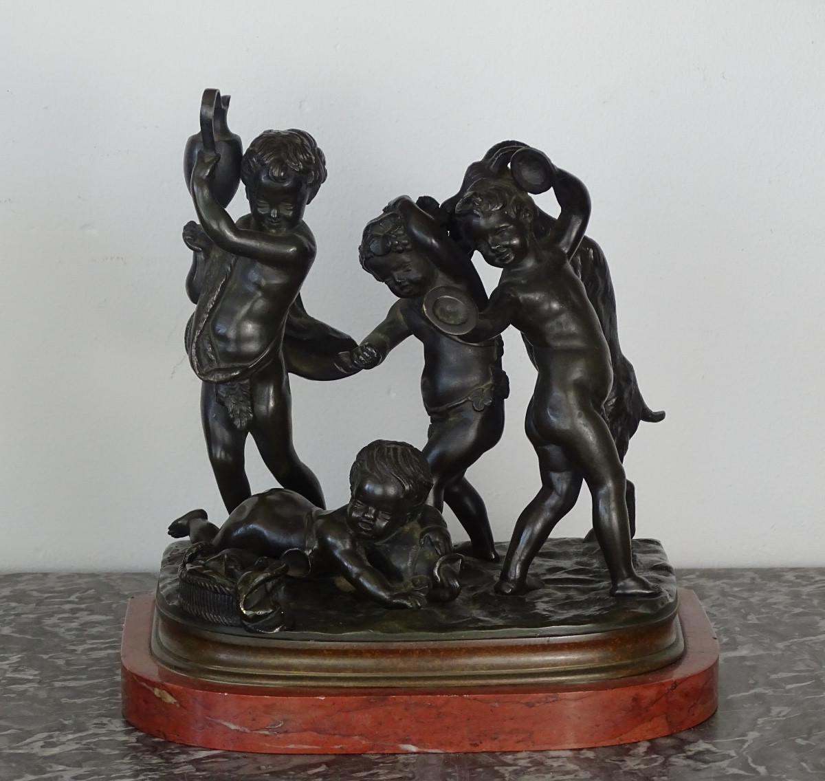 Clodion - Bacchanale d'enfants - Bronze à Patine Brune - Fin XIXème