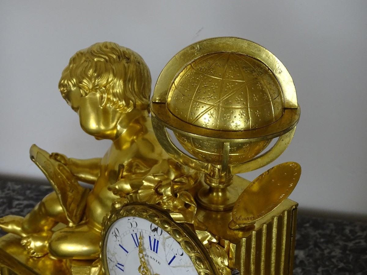 The Astronomer's Child - Rare Gilt Bronze Clock - Early 19th Century-photo-1