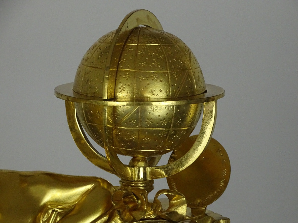 The Astronomer's Child - Rare Gilt Bronze Clock - Early 19th Century-photo-5