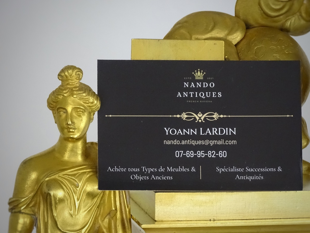 Pendule Empire -allégorie de l’Histoire et de la Gloire, signée Fleschelle à Paris - circa 1815-photo-2