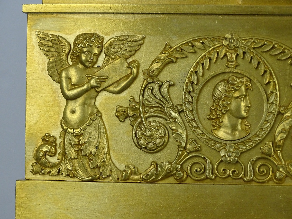 Pendule Empire -allégorie de l’Histoire et de la Gloire, signée Fleschelle à Paris - circa 1815-photo-6