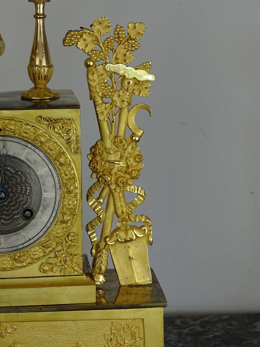 Pendule en bronze doré d'époque empire - Bacchus-photo-1