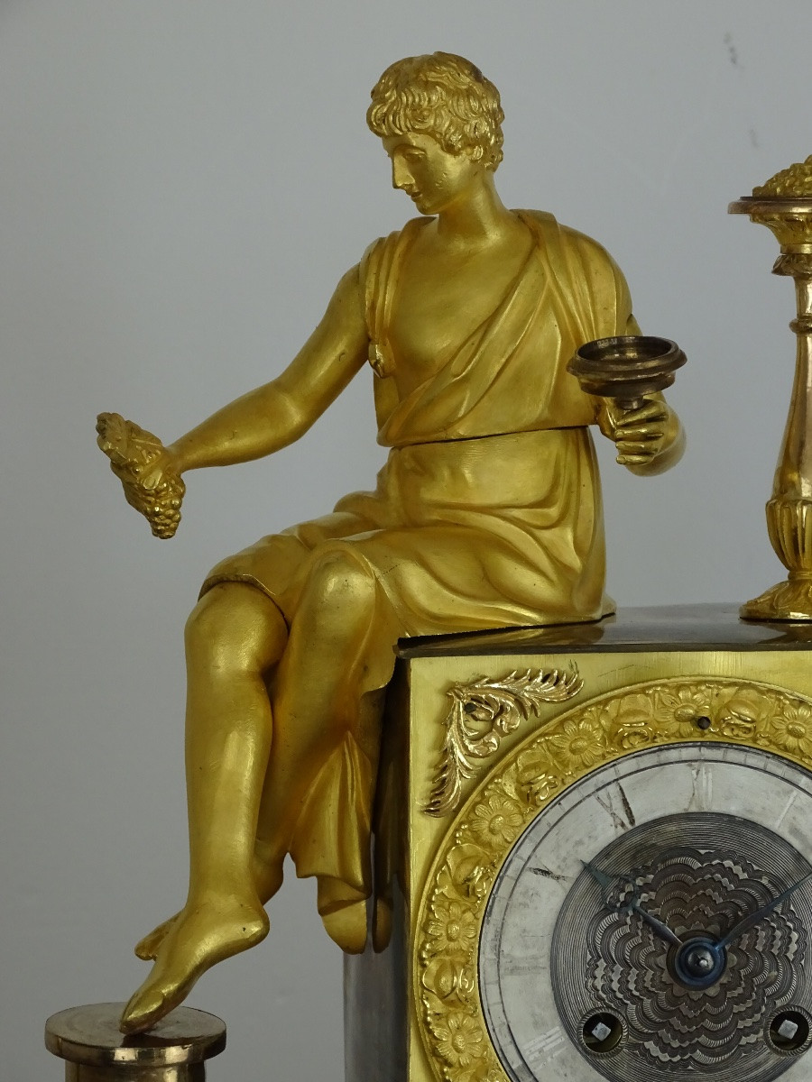 Pendule en bronze doré d'époque empire - Bacchus-photo-5