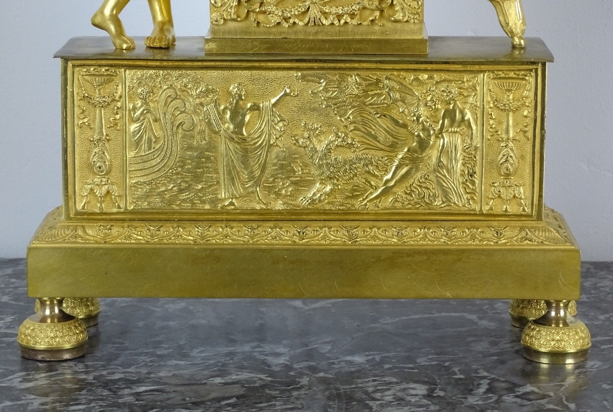 Pendule en bronze doré - Epoque Empire - Mythe d'Orphée et Eurydice-photo-1