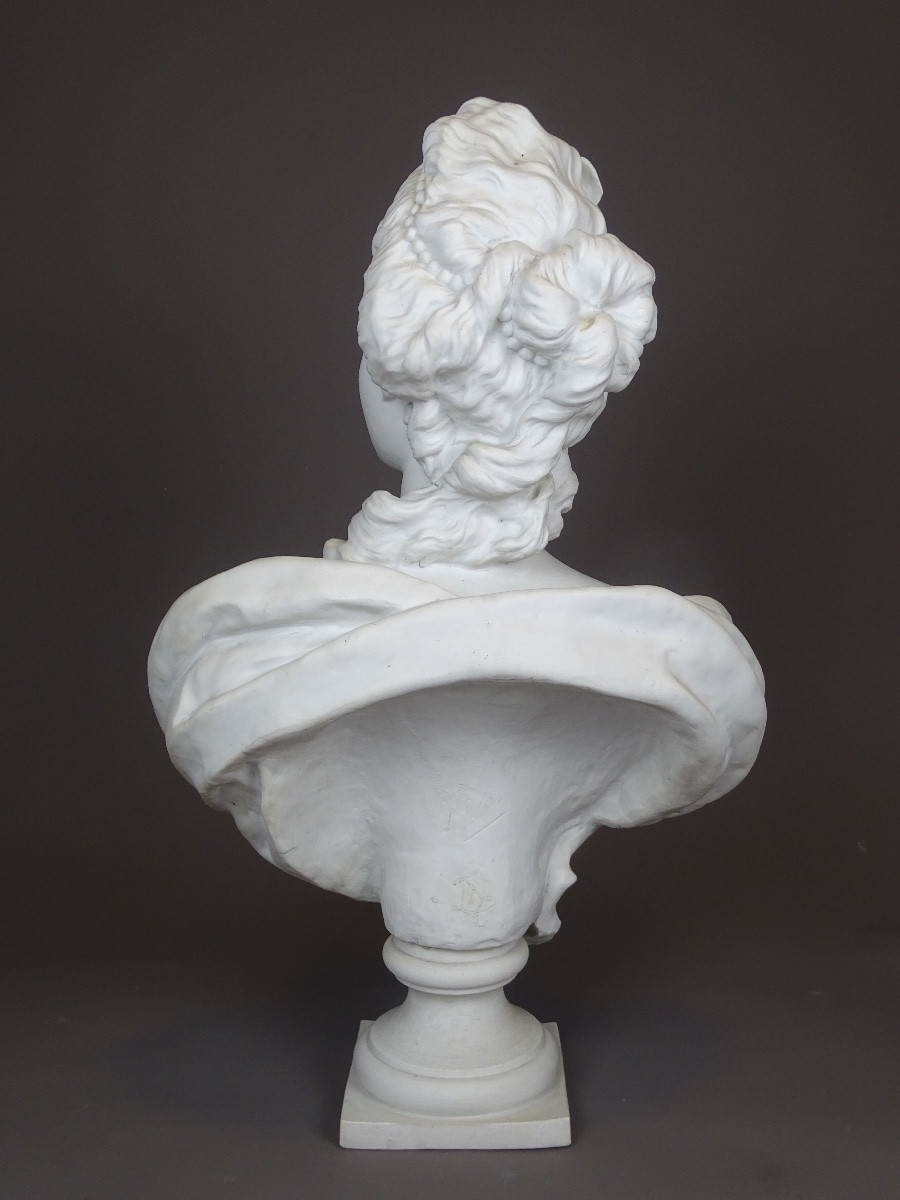 Augustin Pajou - Female Bust In White Biscuit-photo-4