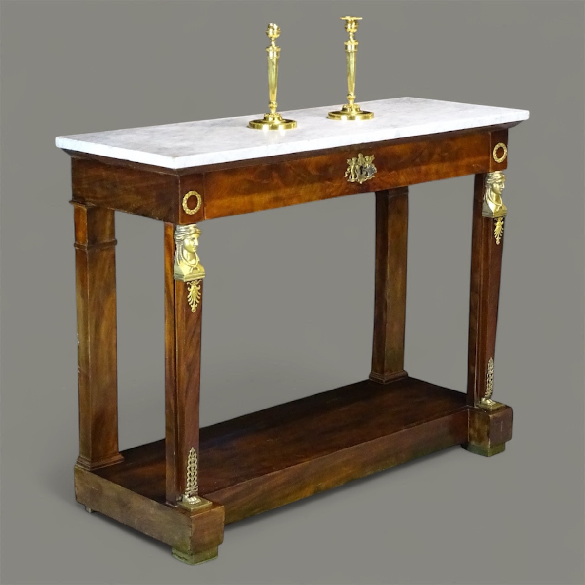 Console en Acajou et bronze doré de style Empire - Retour d'Egypte - XIXème siècle