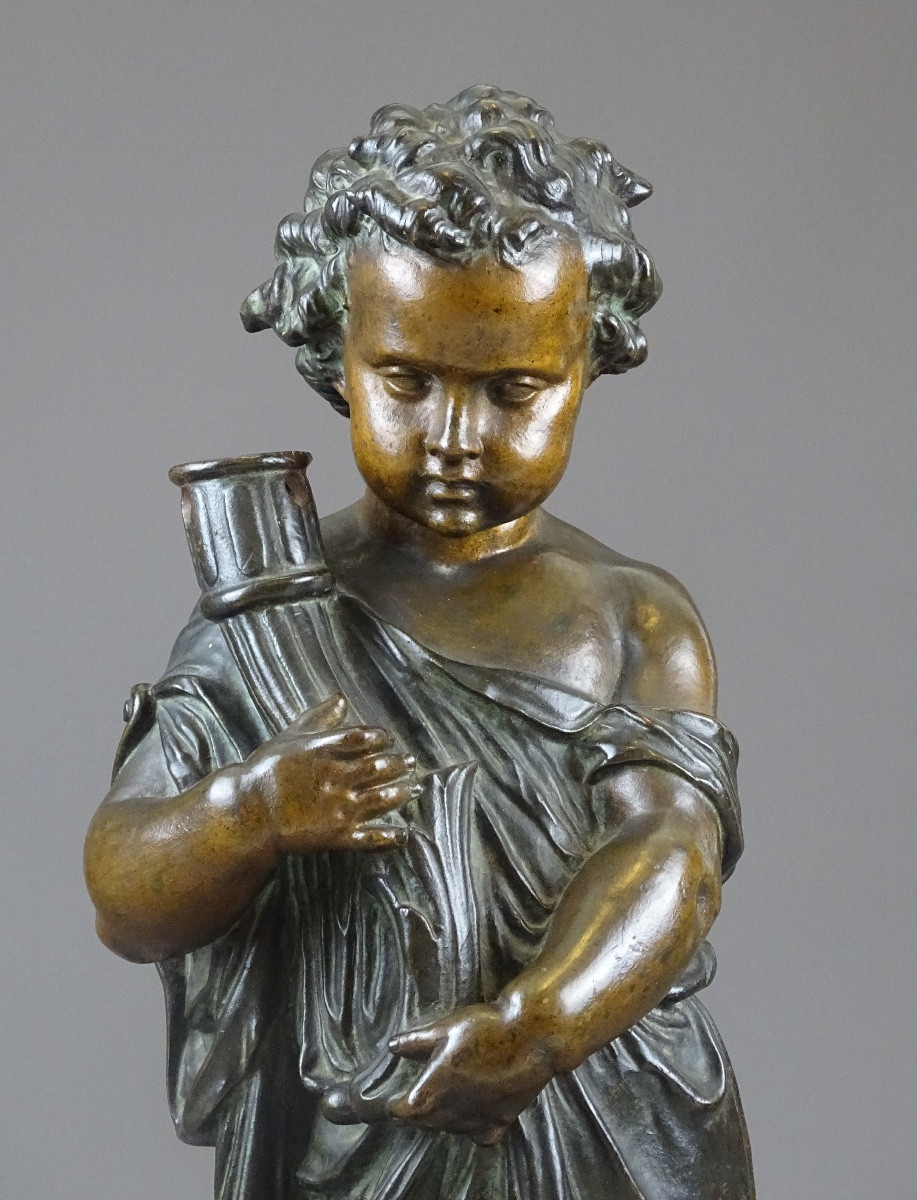 Mathurin Moreau - Paire de Putti Porte-torchère En Fonte De Fer - Fonderie Du Val d'Osne-photo-3