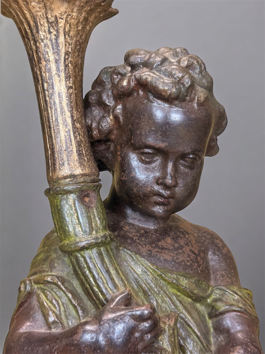 Mathurin Moreau - Paire de Putti Porte-torchère En Fonte De Fer - Fonderie Du Val d'Osne-photo-4