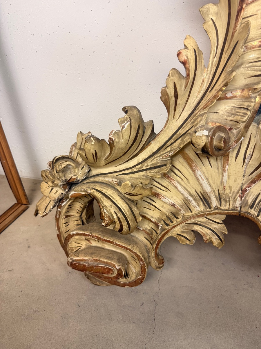 Monumental Console And Mirror In The Venetian Rococo Style – Italy, 19th Century – Height 3.30 M-photo-4