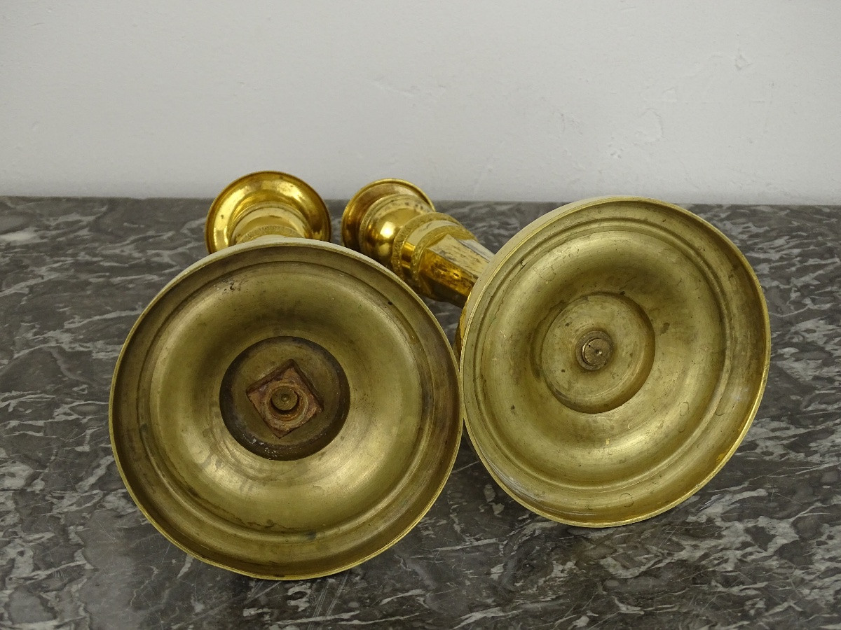 Rare paire de Bougeoirs - Flambeaux en Bronze Doré pour l'Impératrice Joséphine au Palais Rohan-photo-3