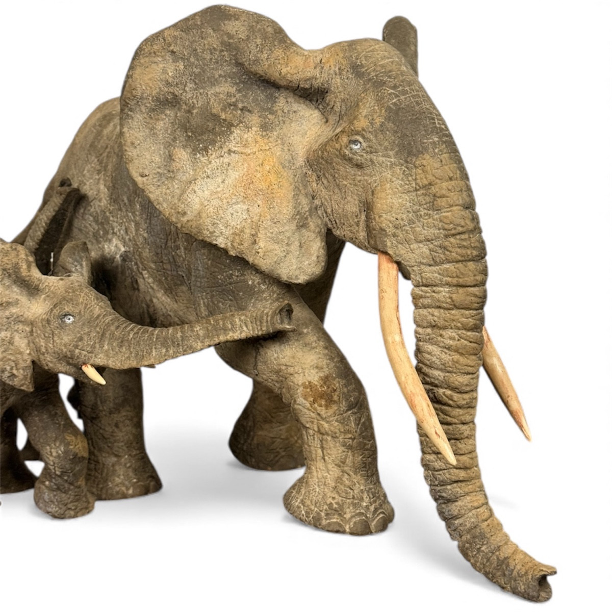 Vandenberghe François - Group Of 3 Patinated Bronze Elephants "african Land"-photo-2