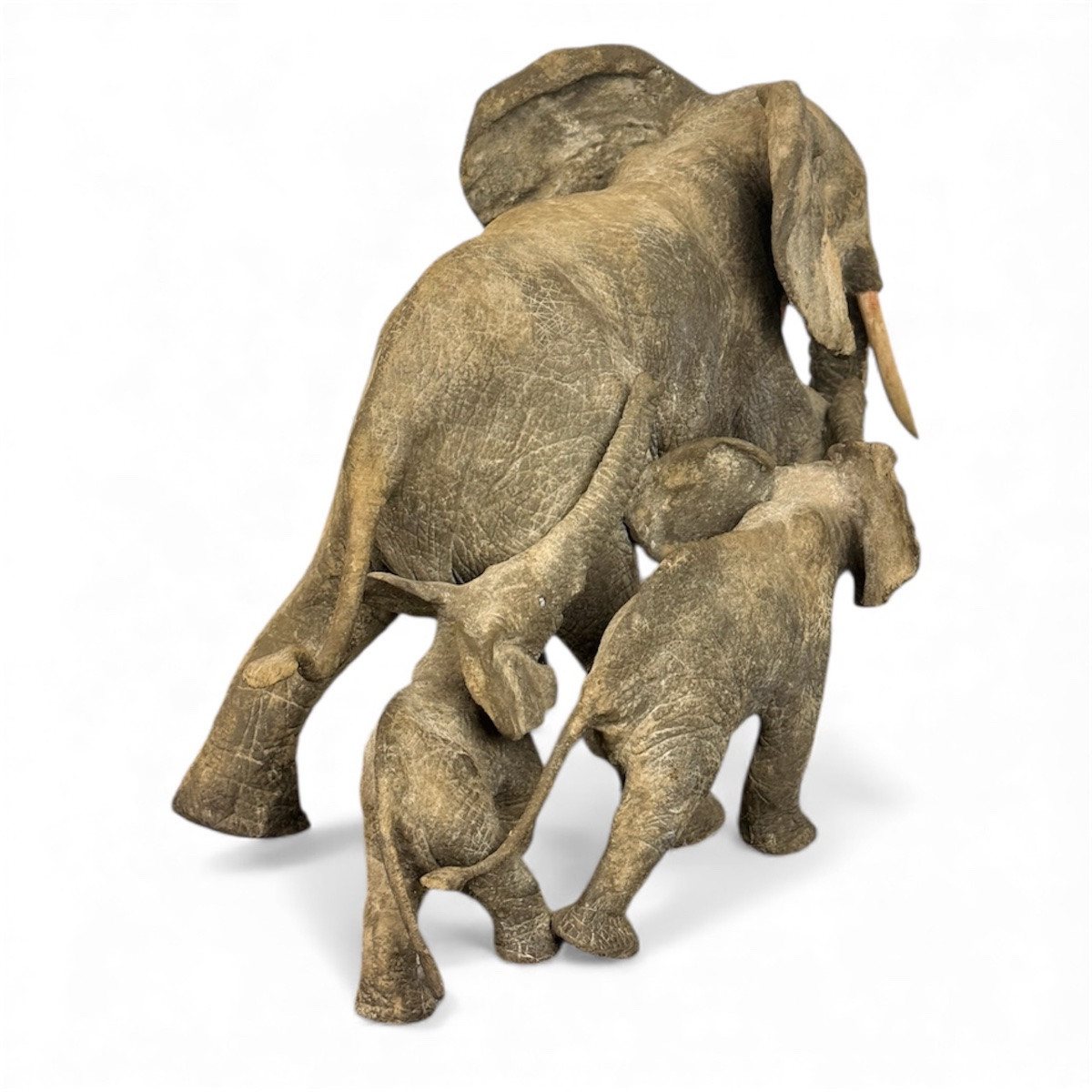 Vandenberghe François - Group Of 3 Patinated Bronze Elephants "african Land"-photo-1