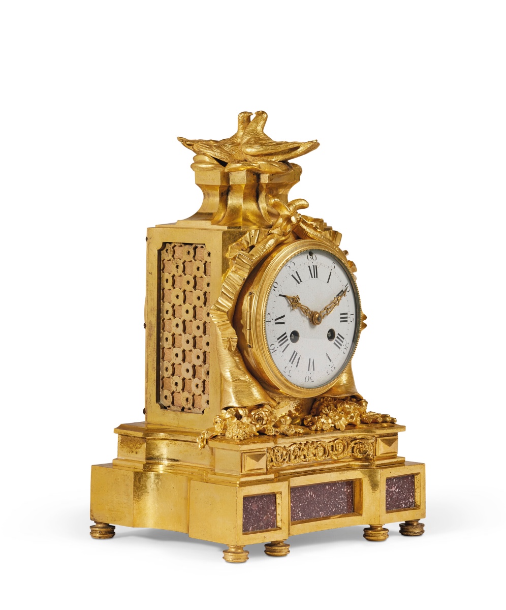 Extremely Rare Louis XVI Period Clock In Gilt Bronze And Porphyry - Circa 1780-photo-3