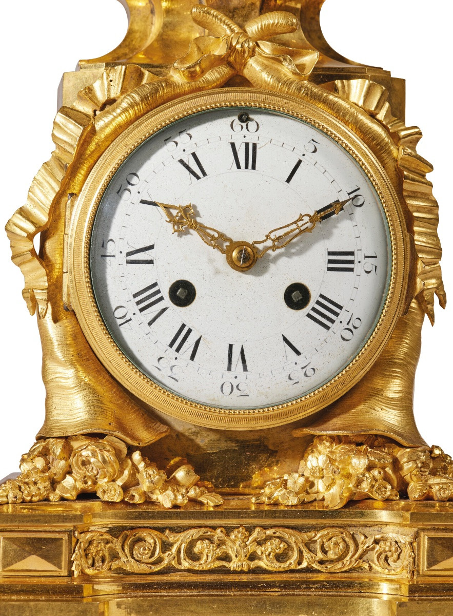 Extremely Rare Louis XVI Period Clock In Gilt Bronze And Porphyry - Circa 1780-photo-1