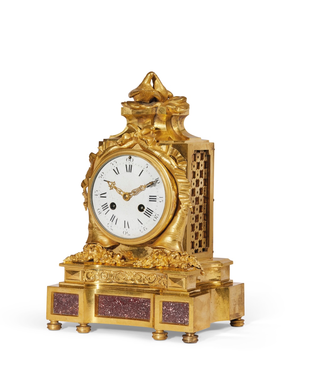Extremely Rare Louis XVI Period Clock In Gilt Bronze And Porphyry - Circa 1780
