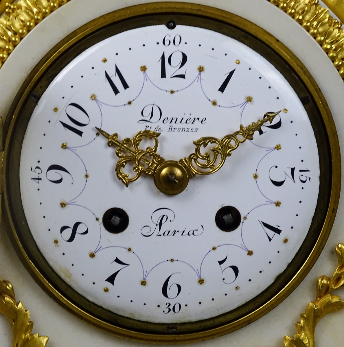 Guillaume Denière In Paris - Louis XVI Style Gilt Bronze And White Marble Clock-photo-4