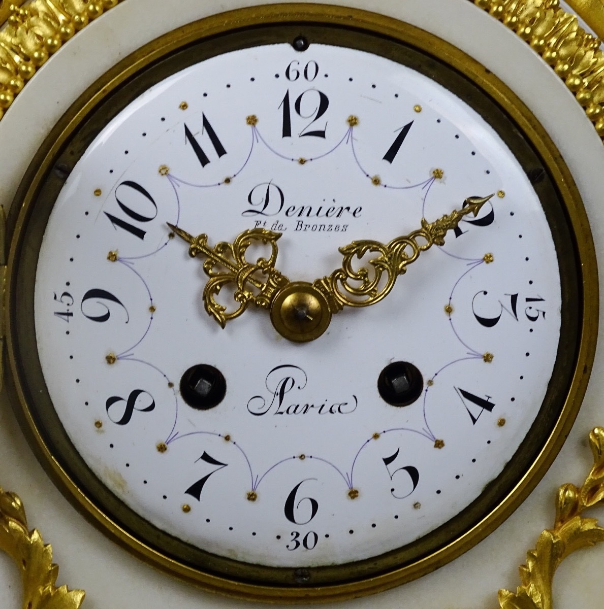 Guillaume Denière In Paris - Louis XVI Style Gilt Bronze And White Marble Clock-photo-4