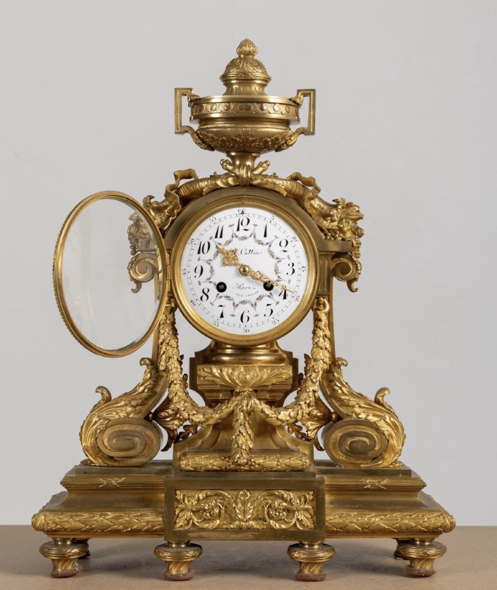 Cottin à Paris - Importante Pendule en Bronze Doré de Style Louis XVI d'époque Napoléon III-photo-3