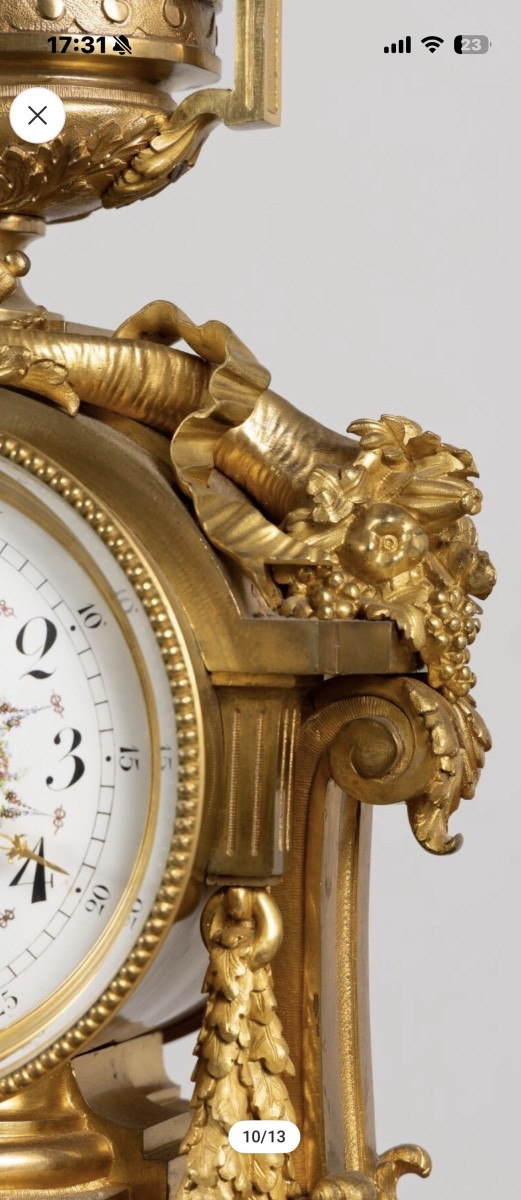 Cottin à Paris - Importante Pendule en Bronze Doré de Style Louis XVI d'époque Napoléon III-photo-5