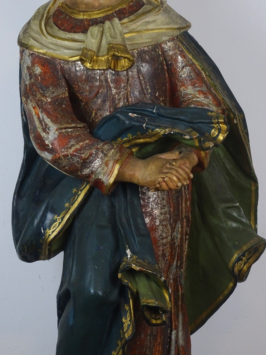 Important Polychrome Wooden Virgin Of Calvary - 19th Century-photo-3