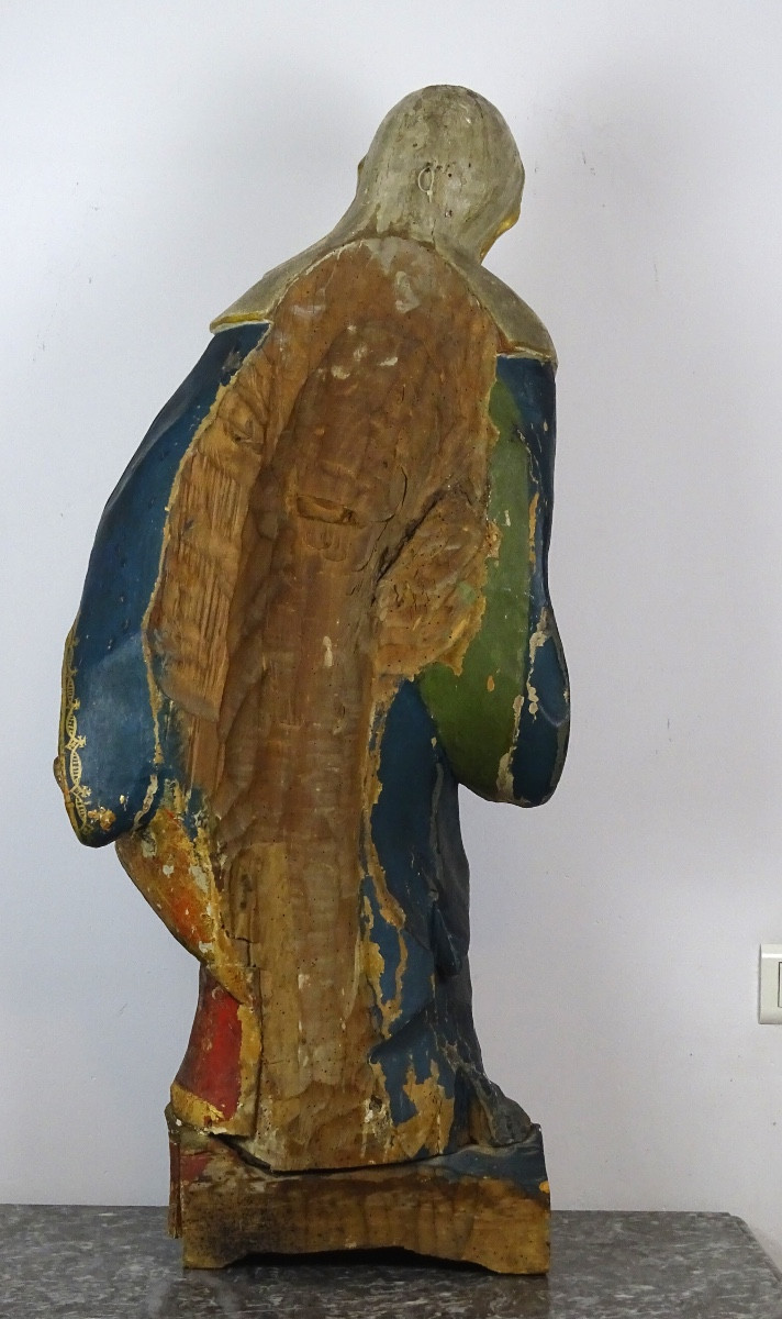Important Polychrome Wooden Virgin Of Calvary - 19th Century-photo-4