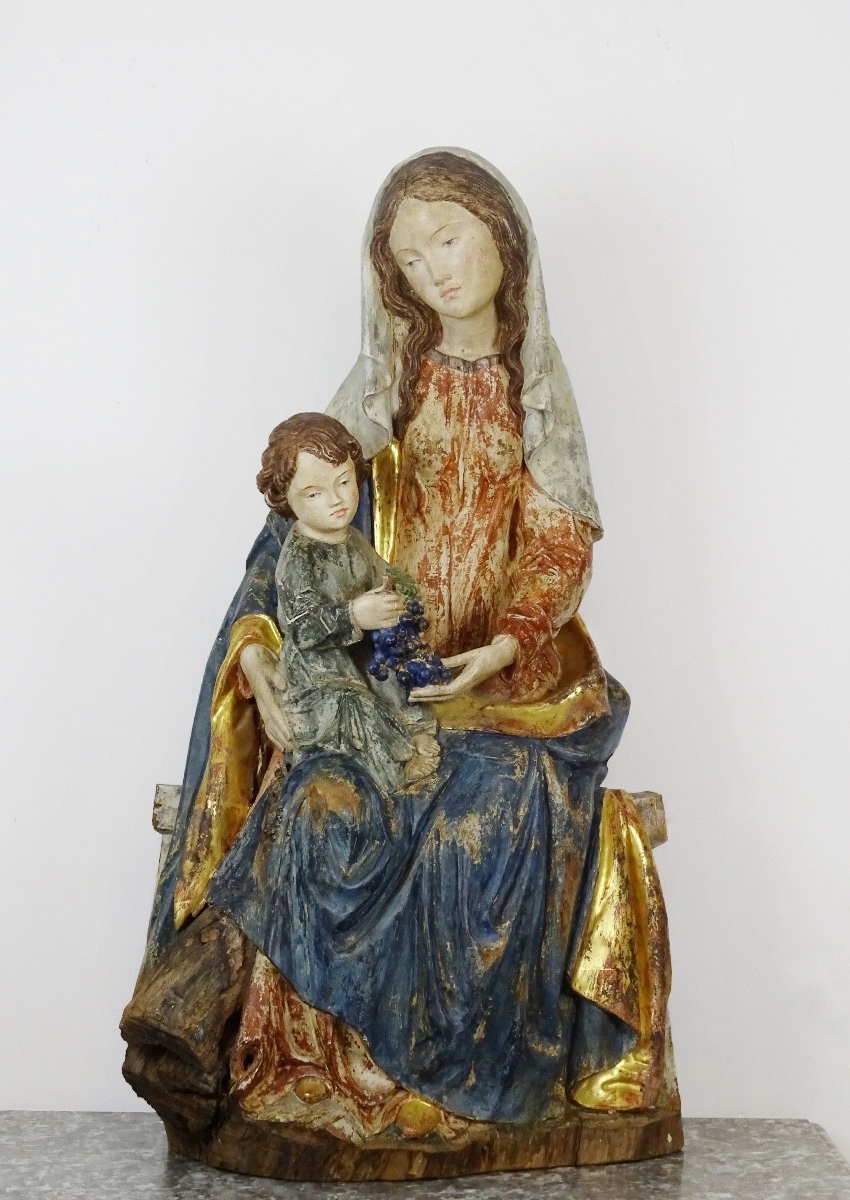 Important Polychrome Wooden Virgin And Child - Zenza