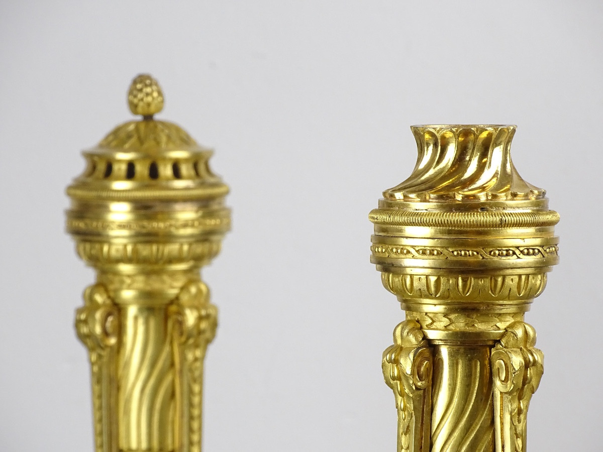 Pierre Gouthière - Delafosse Model - Pair Of Incense Burners/candles-photo-2