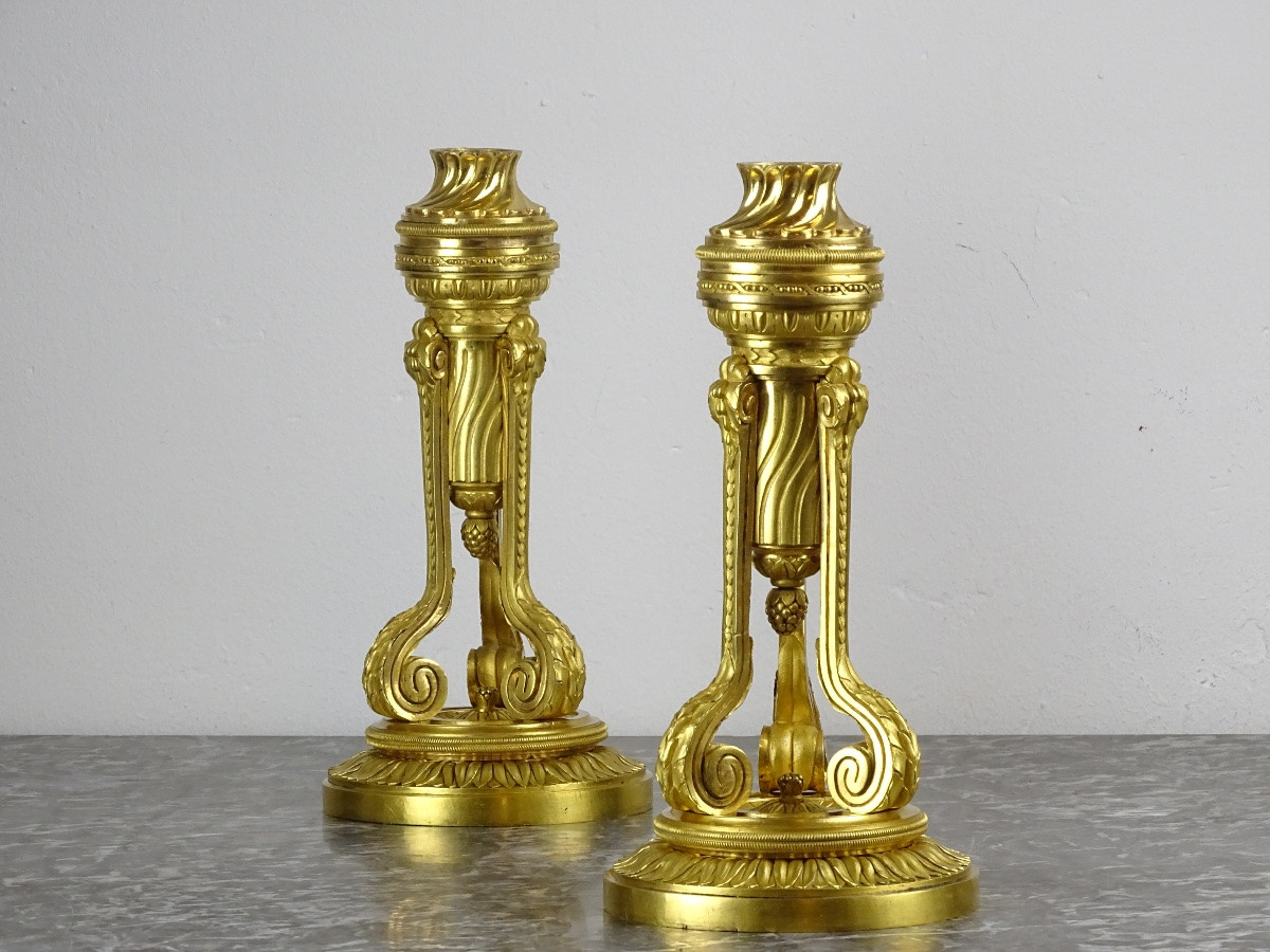 Pierre Gouthière - Delafosse Model - Pair Of Incense Burners/candles-photo-1