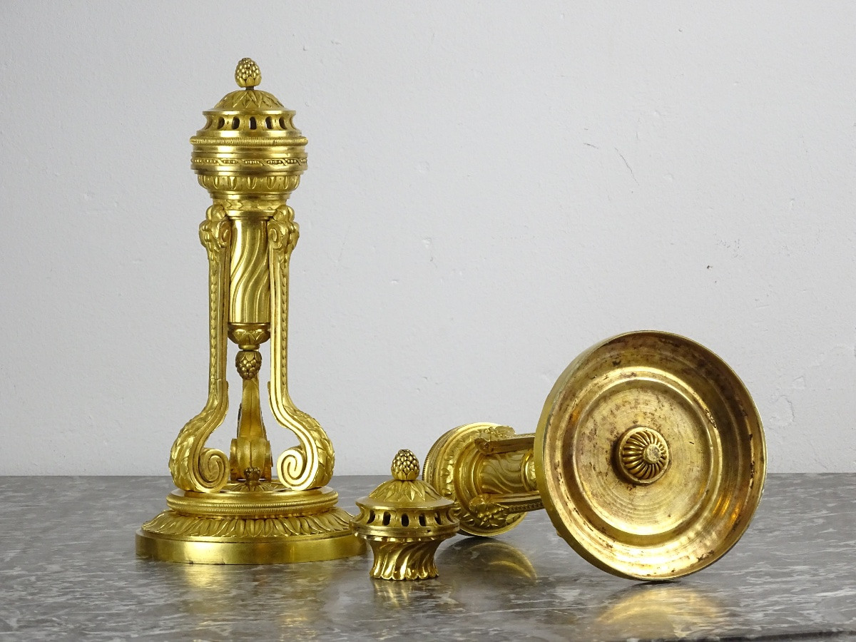 Pierre Gouthière - Delafosse Model - Pair Of Incense Burners/candles-photo-5