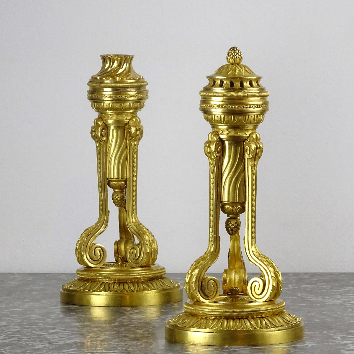 Pierre Gouthière - Delafosse Model - Pair Of Incense Burners/candles