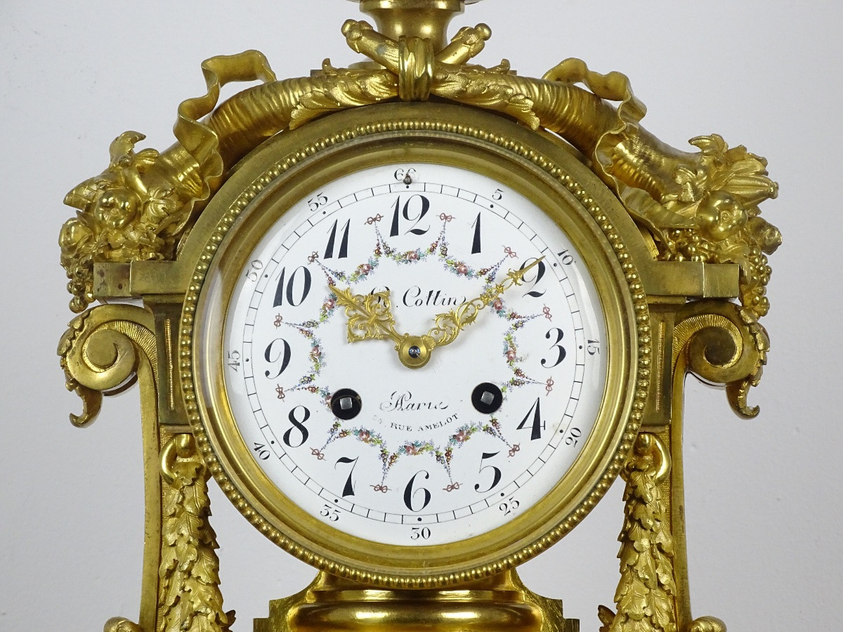 Cottin In Paris - 62 Cm - Louis XVI Style Gilt Bronze Clock From The Napoleon III Period-photo-3
