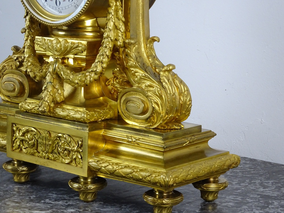 Cottin In Paris - 62 Cm - Louis XVI Style Gilt Bronze Clock From The Napoleon III Period-photo-4