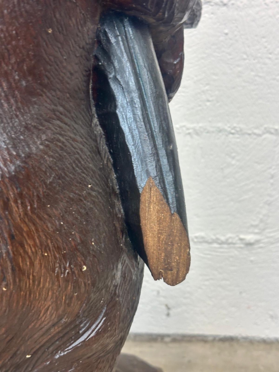 Important Carved Wooden Umbrella Stand From The Black Forest Depicting A Bear - Late 19th Century-photo-6