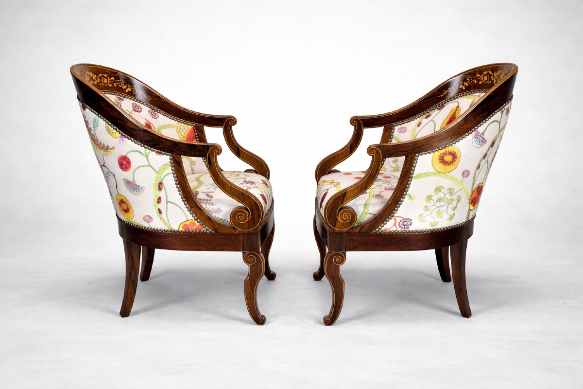 Paire de Fauteuils Gondole en Placage de Palissandre d'époque Charles X-photo-2