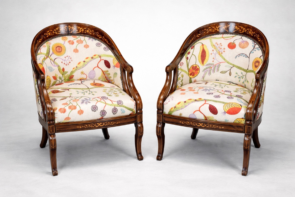 Paire de Fauteuils Gondole en Placage de Palissandre d'époque Charles X