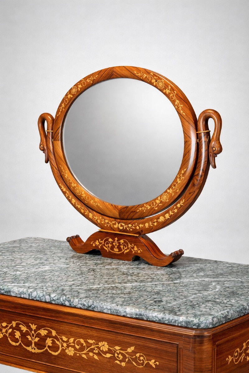 Coiffeuse d'époque Charles X en placage de palissandre ouvrant sur un écritoire-photo-2