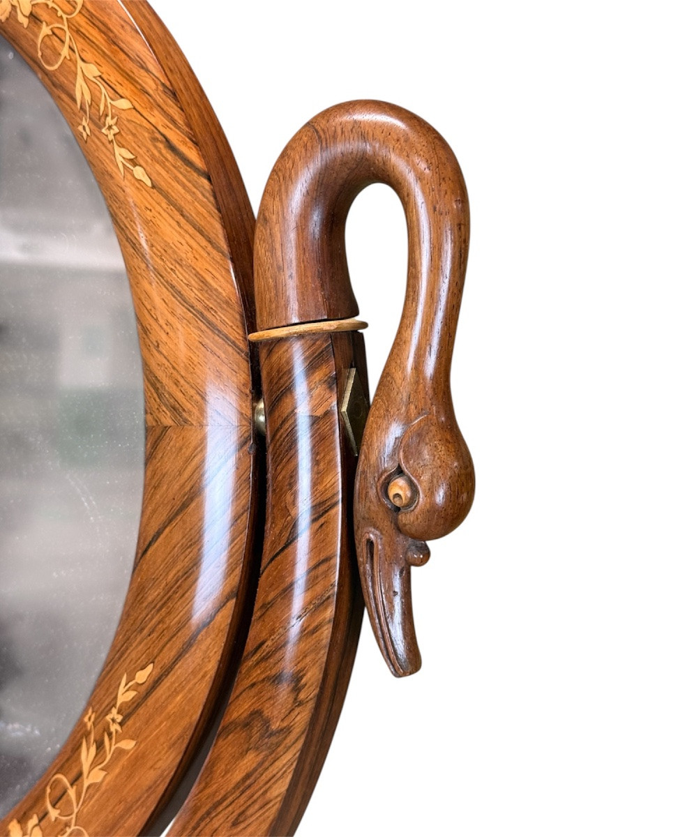 Coiffeuse d'époque Charles X en placage de palissandre ouvrant sur un écritoire-photo-4