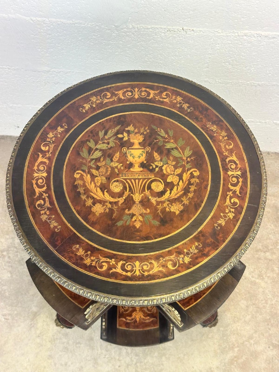 Napoleon III Style Rotating Bookcase And Marquetry Display Table-photo-1