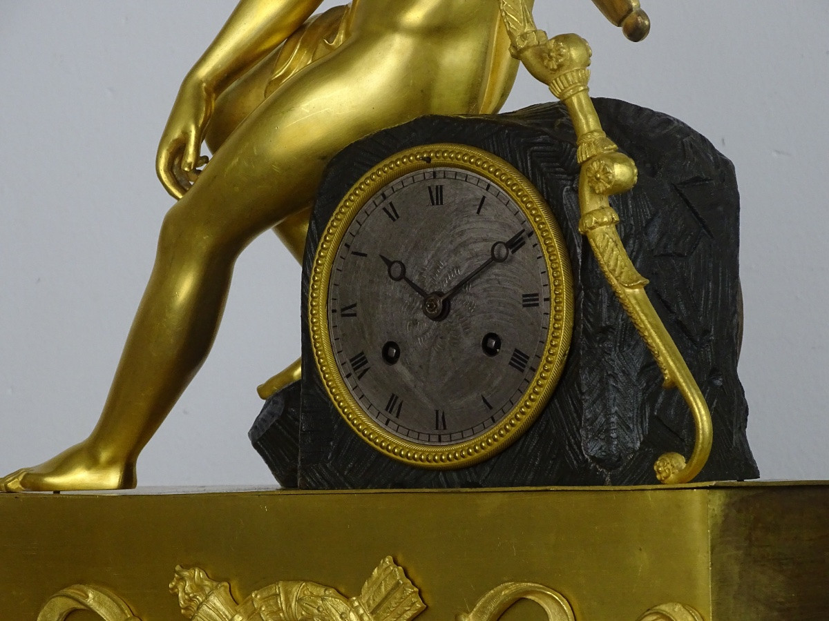 Large Restoration Period Clock In Gilded And Patinated Bronze - Apollo-photo-3