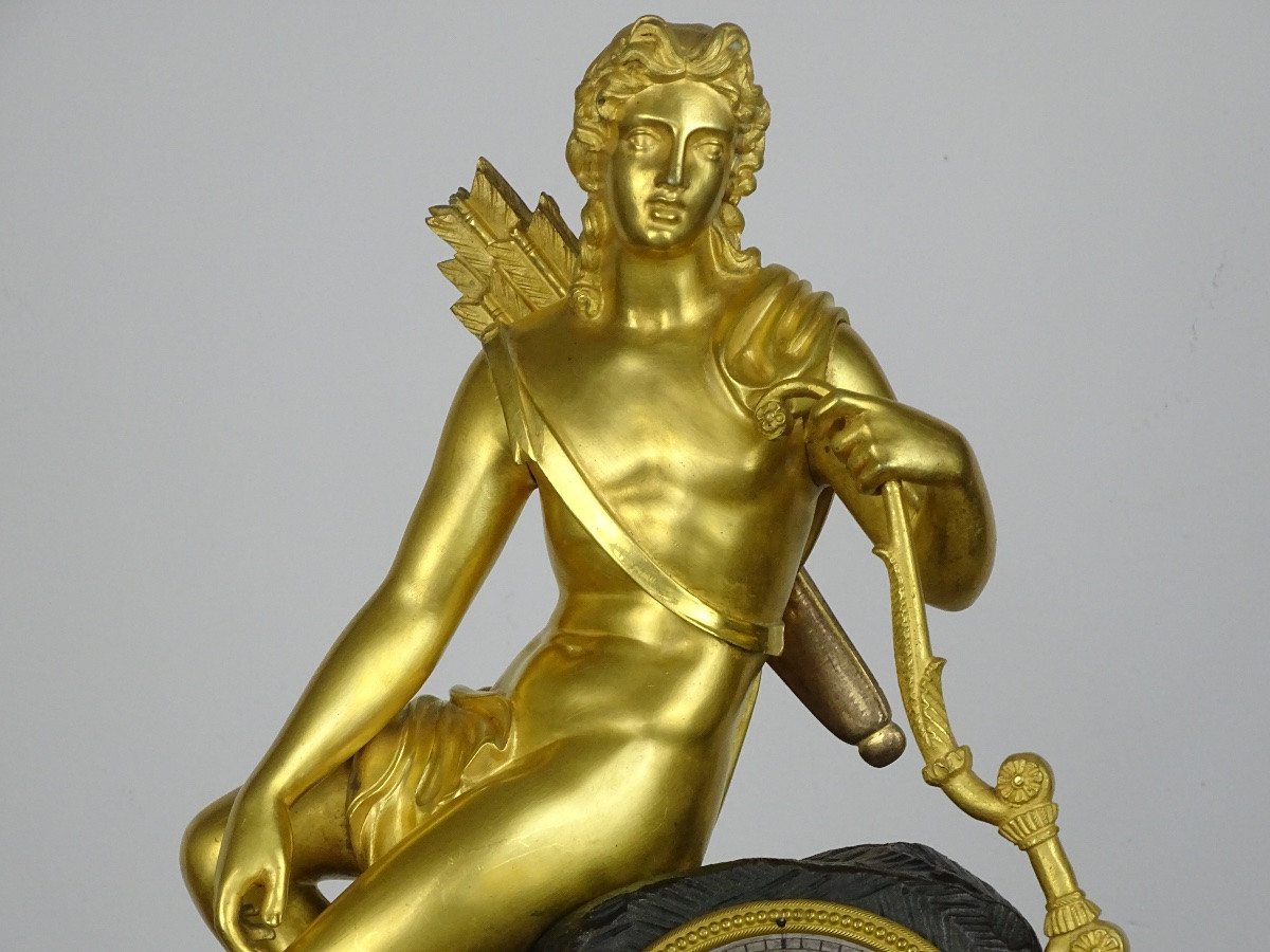 Large Restoration Period Clock In Gilded And Patinated Bronze - Apollo-photo-4