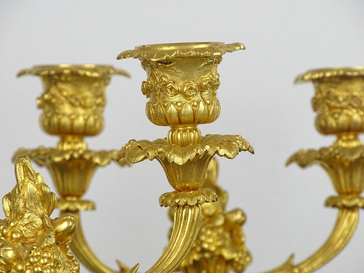 Pair Of Gilded Bronze Candelabra In The Louis XVI Style From The Napoleon III Period-photo-3