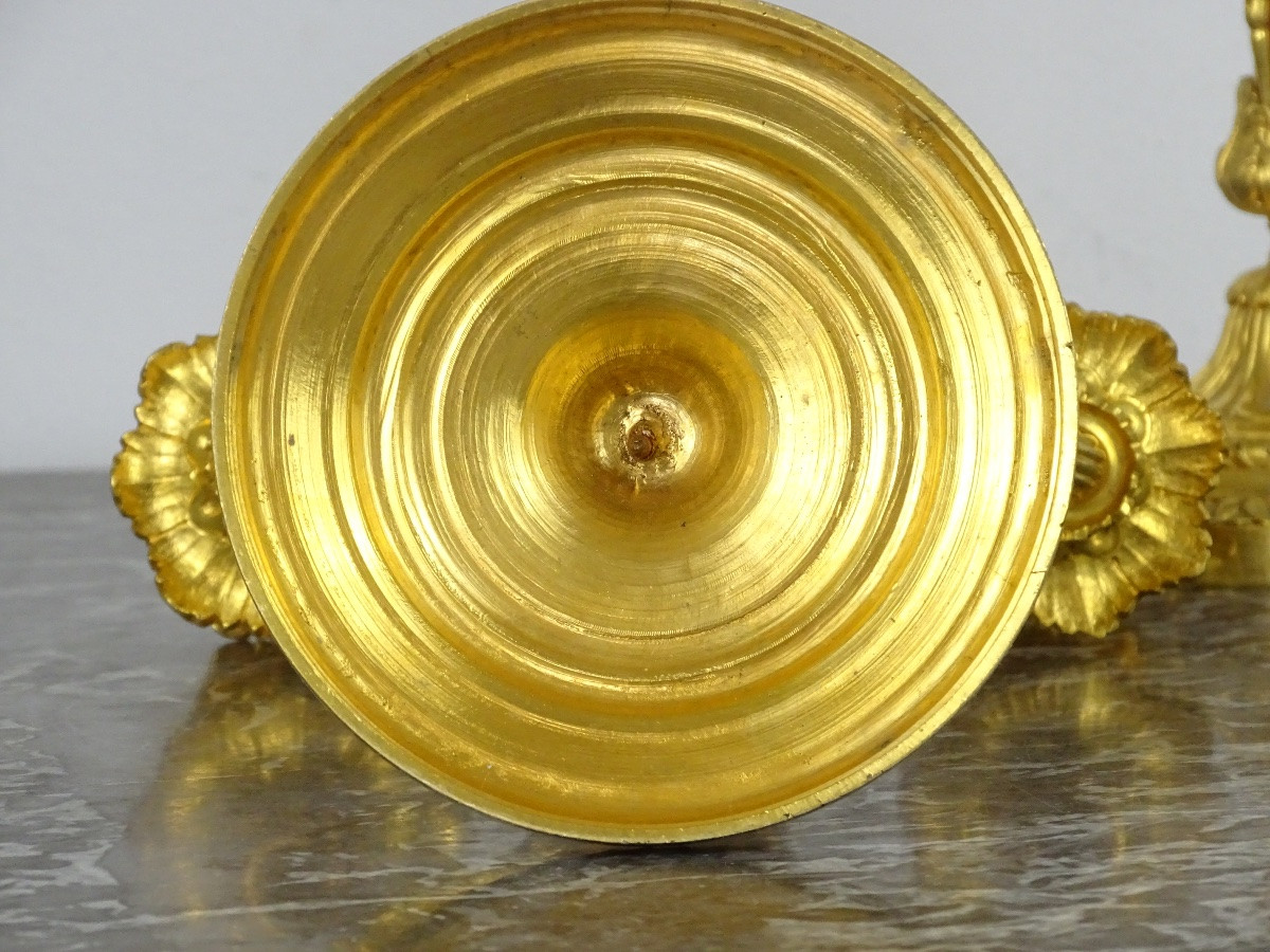 Pair Of Gilded Bronze Candelabra In The Louis XVI Style From The Napoleon III Period-photo-1