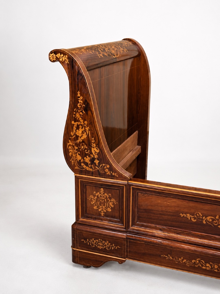 Charles X Period Bed In Rosewood Veneer - 19th Century-photo-2