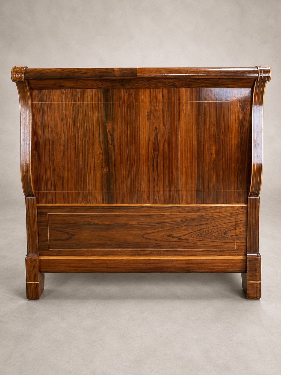 Charles X Period Bed In Rosewood Veneer - 19th Century-photo-3