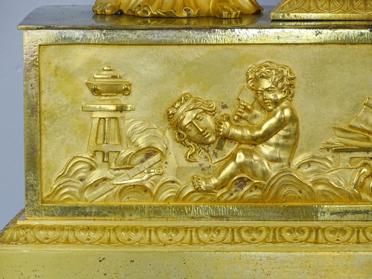 Important Allegorical Clock From The School Of Decorative Arts—empire Period—two Figures-photo-4