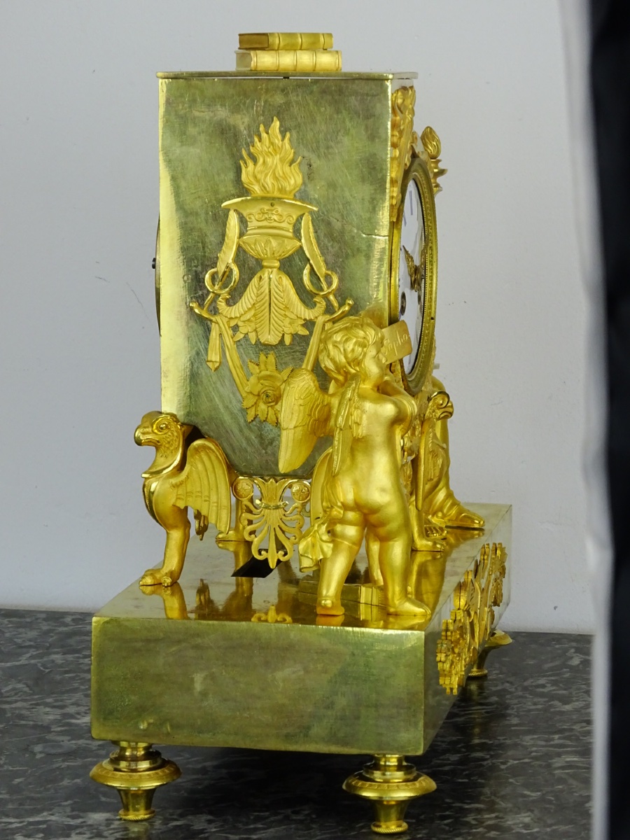 Lucien-François Feuchère (1797-1849) - Pendule d'époque Empire - "SAPHO Guidée par L'Amour"-photo-4