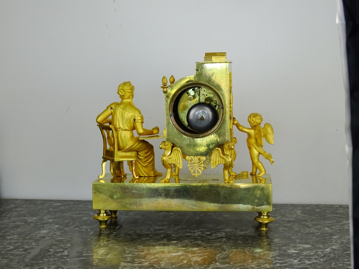 Lucien-François Feuchère (1797-1849) - Pendule d'époque Empire - "SAPHO Guidée par L'Amour"-photo-5