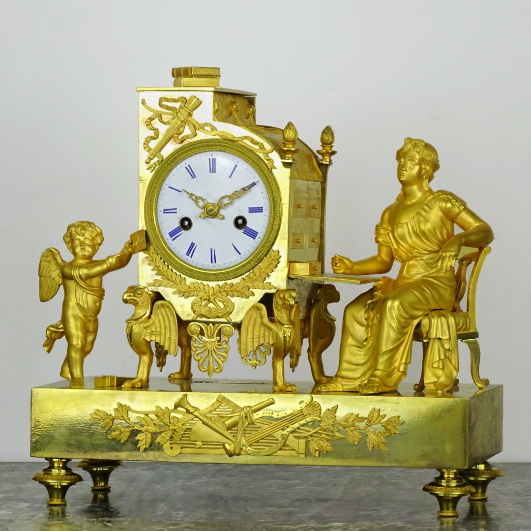 Lucien-François Feuchère (1797-1849) - Pendule d'époque Empire - "SAPHO Guidée par L'Amour"