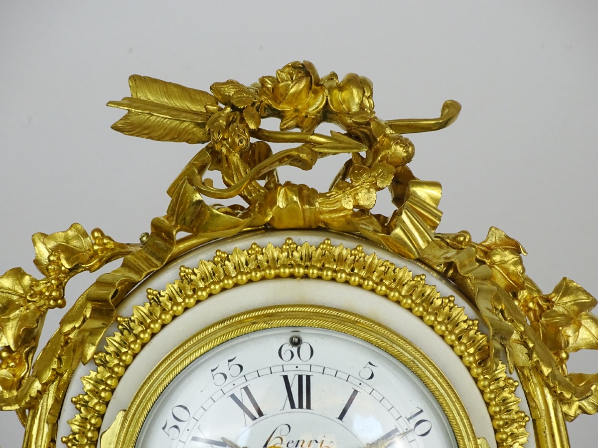 Louis XVI-style Clock In White Marble And Gilded Bronze - Napoleon III-photo-4